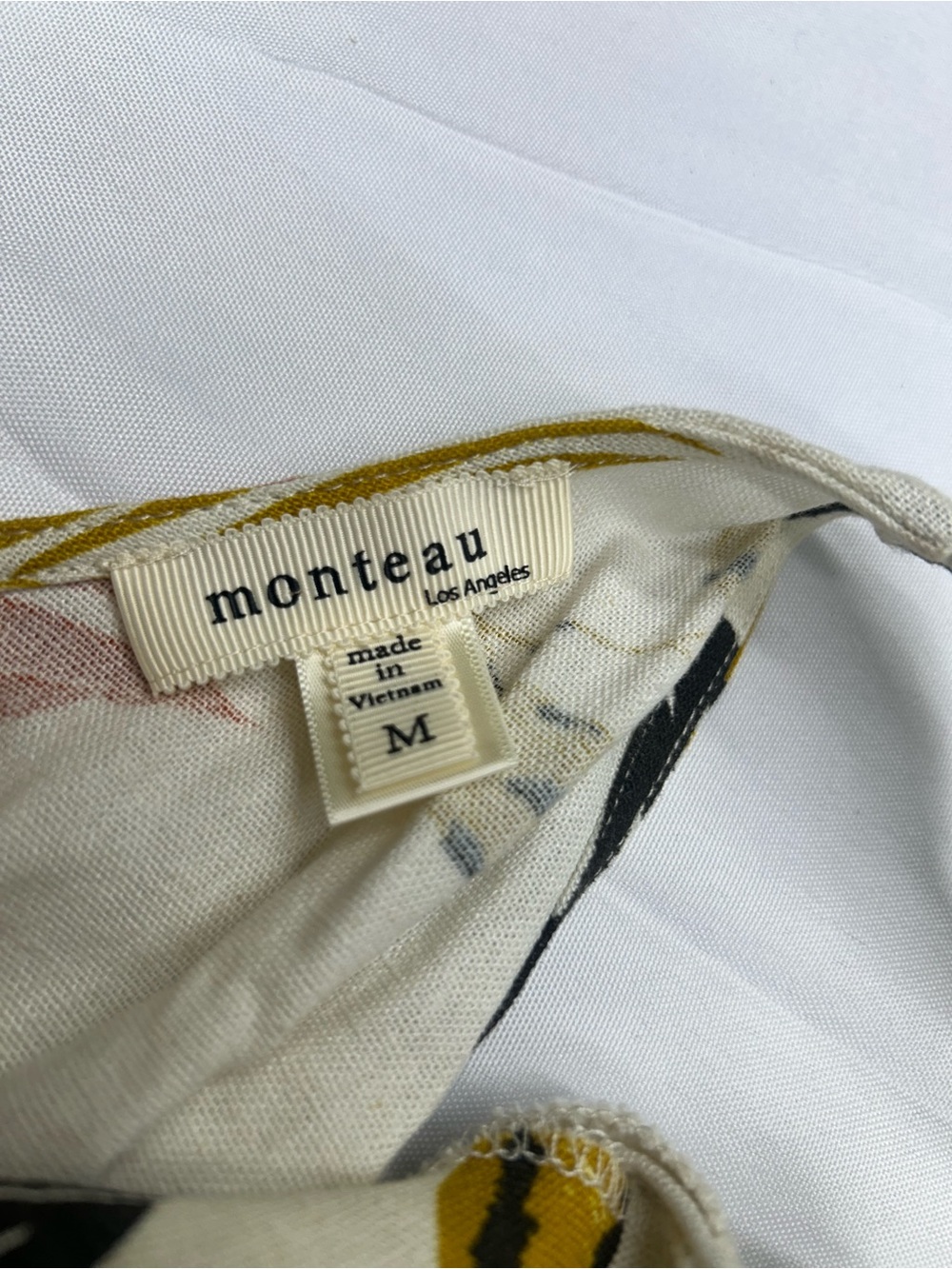 Monteau Los Angeles Tropical Linen Blend Button Front MIDI Dress Size M - Picture 2 of 5
